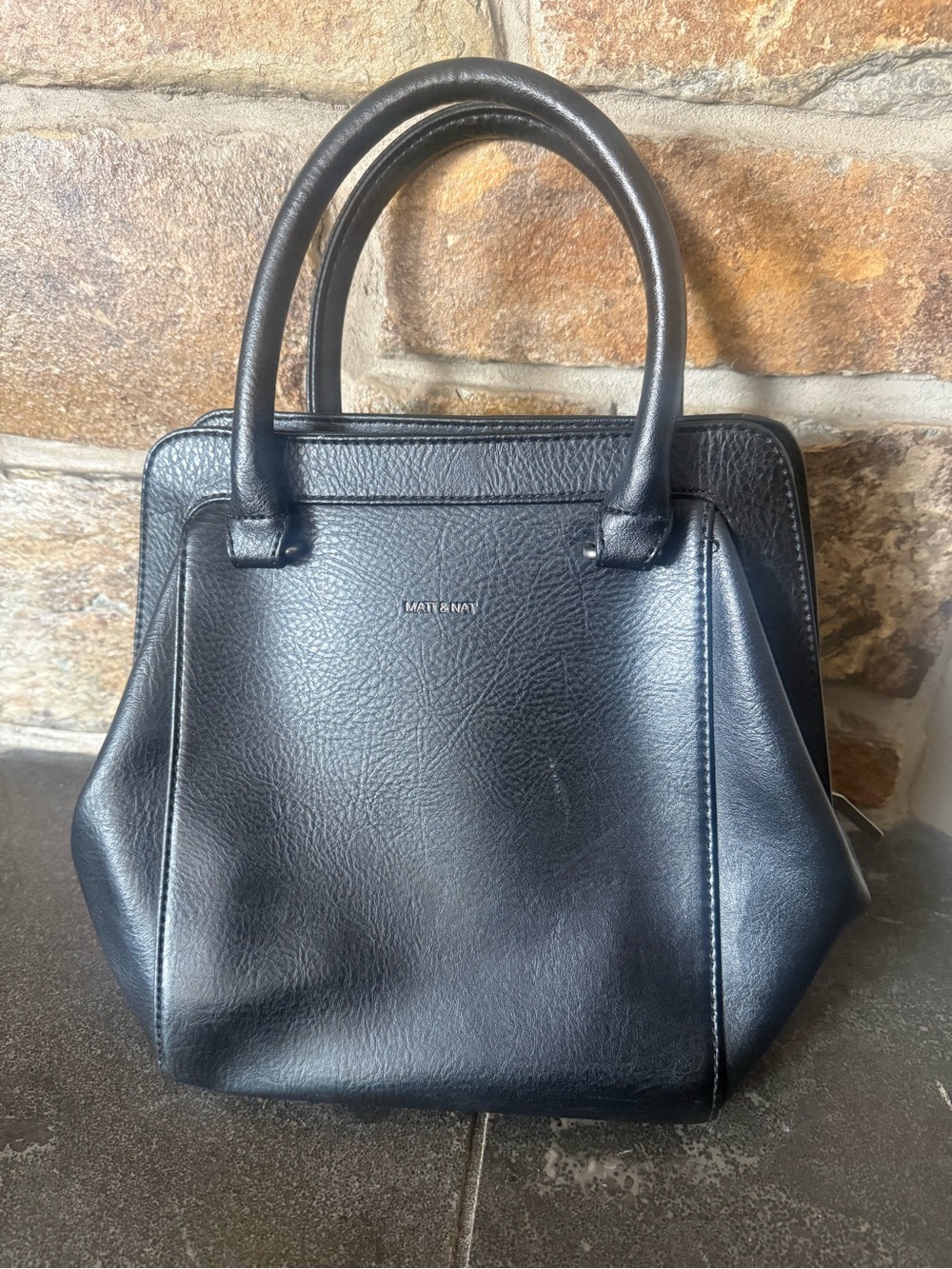 Matt & Nat Black Vegan Leather Top-Handle Satchel